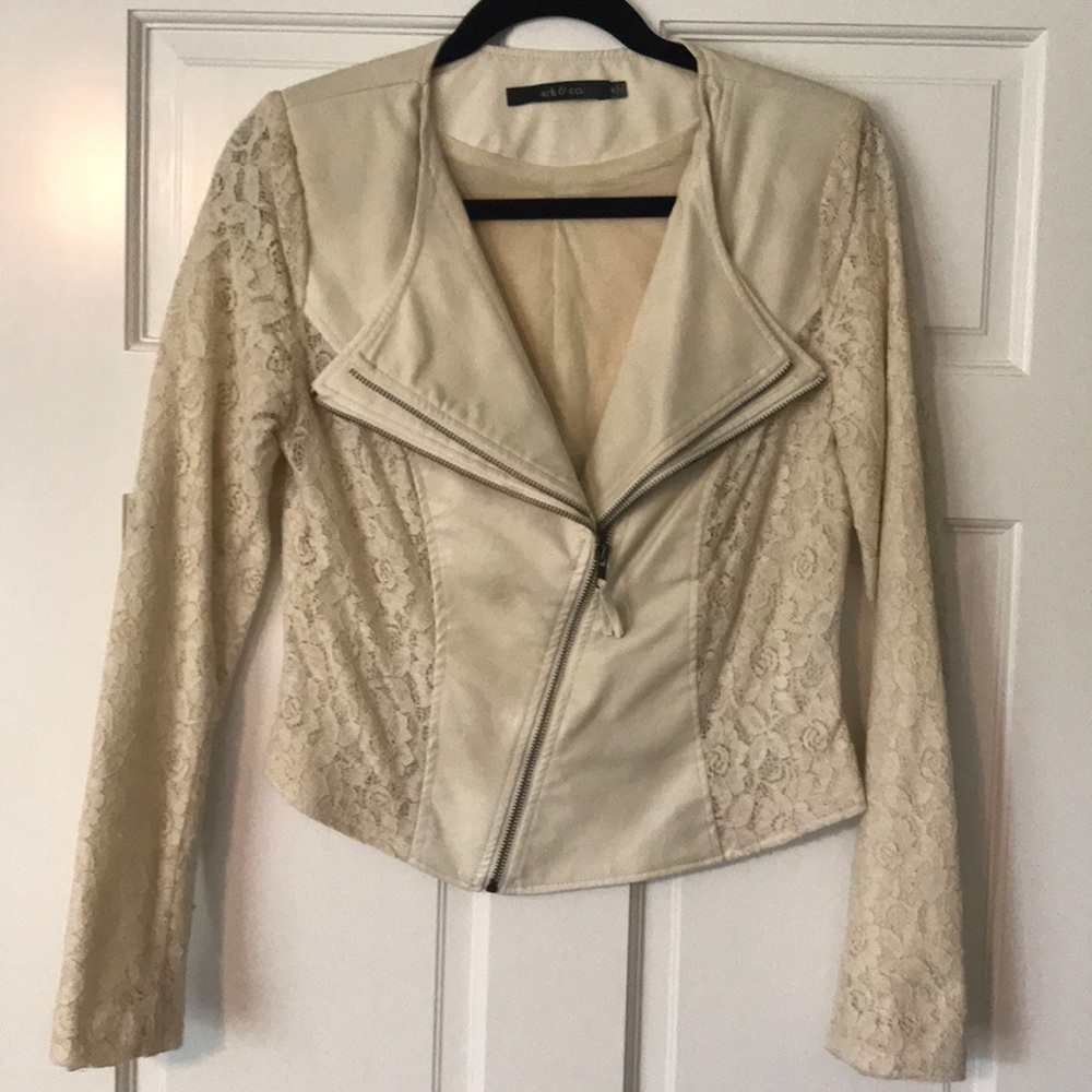 ark & co cream vegan leather jacket